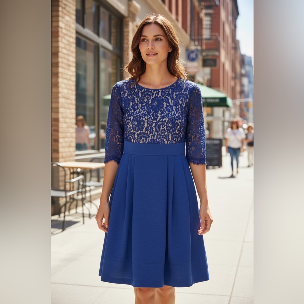 Eliza J Royal Blue Lace Dress, size 8